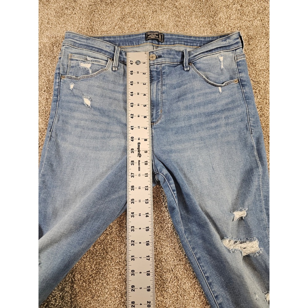 Abercrombie & Fitch Simone High Rise Ankle Distressed Jeans Blue 32 14R - Picture 13 of 15
